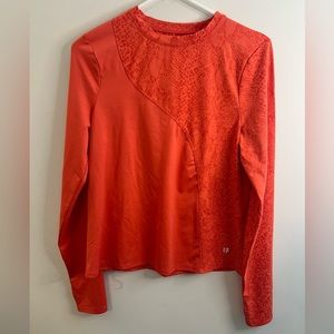 EleVen by Venus Williams Long Sleeve Orange Snakeskin Workout Top Women’s Large